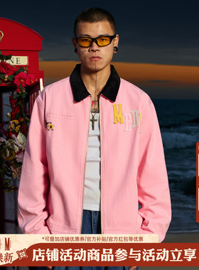 MEDM潮牌拼皮底特律工装夹克男士春秋季美式痞帅外套休闲宽松上衣