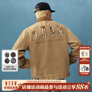 MEDM 蕾丝底特律休闲翻领夹克男女情侣潮流美式复古宽松外套春秋