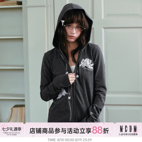 MEDM蕾丝小天使拉链连帽卫衣女款