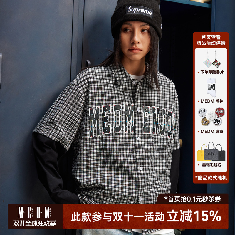 MEDM25SS贴布绣衬衣男春季美式