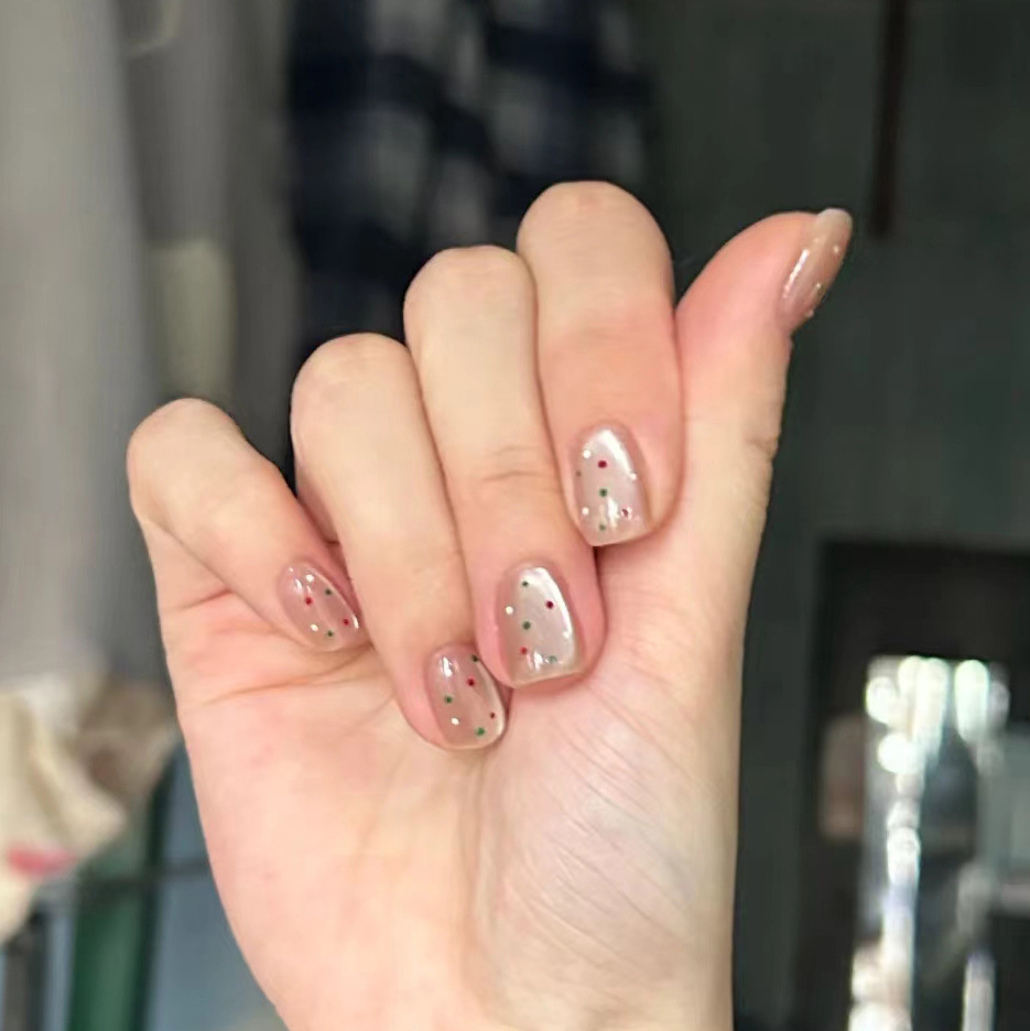 【小魔珠】手工美甲穿戴甲可爱风灯泡猫眼高级氛围感波点假指甲片