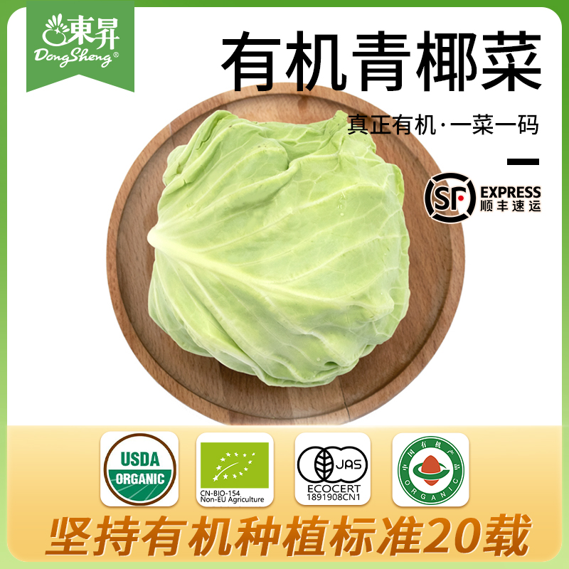 东升农场 有机青椰菜 卷心包菜球甘蓝圆洋白菜 广州供港蔬菜 400g 水产肉类/新鲜蔬果/熟食 其它 原图主图