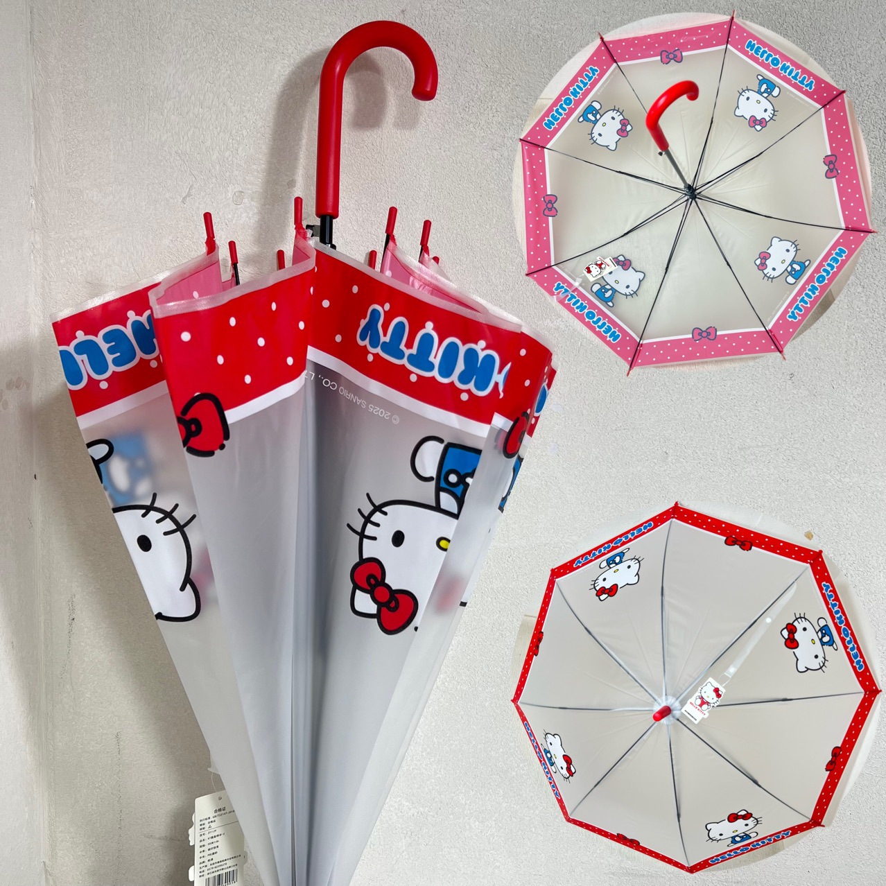 正版加大长柄伞女hellokitty透明雨伞可爱加厚poe学生儿童伞包邮