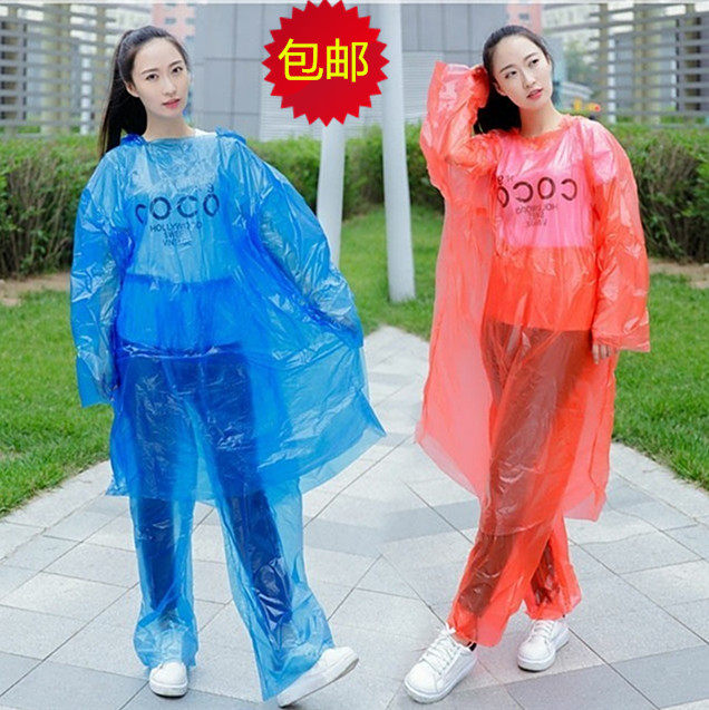 一次性雨衣雨裤套装透明户外分体塑料雨披防雨加厚防水漂流河包邮