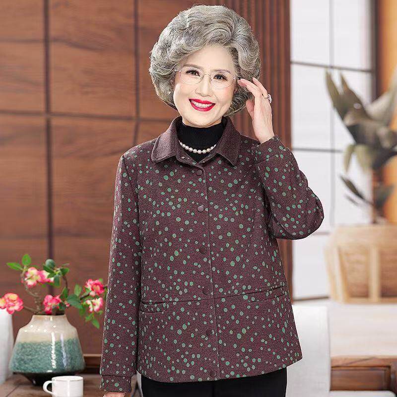 秋之歌Q65024奶奶春装外套女中老年人60岁70岁上衣妈妈装翻领宽松