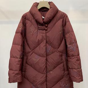 Q94015羽绒服女中长款妈妈冬装加厚外套新款加大肥奶奶白鸭秋之歌