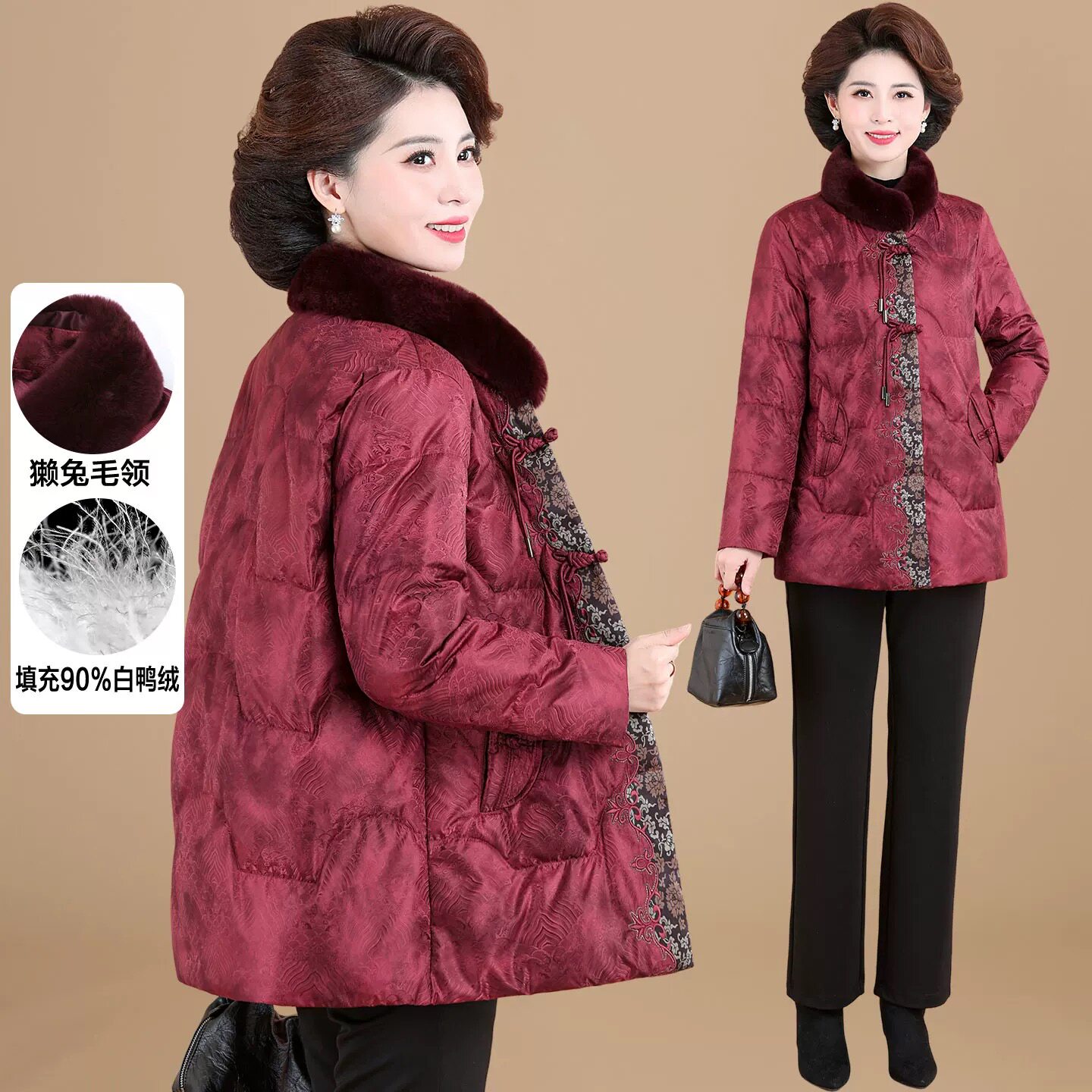 Q95032老年妈妈冬季羽绒服2026新款加厚保暖鸭绒衣服中老年秋之歌