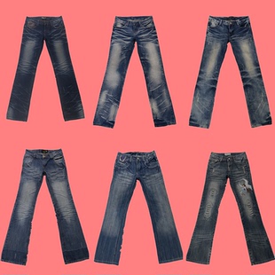 古着vintage美式 复古Y2K千禧涩谷中低腰水洗做旧朋克牛仔喇叭裤