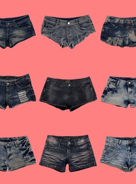 C33 vintage古着美式复古亚比朋克涩谷千禧辣妹Y2K低腰牛仔超短裤