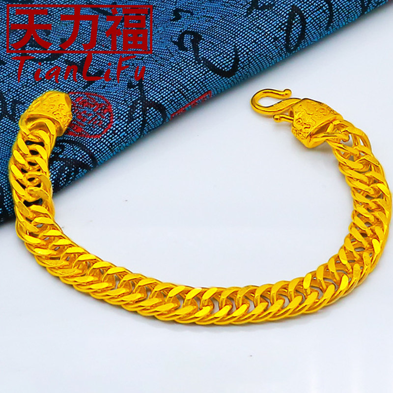 男士仿真纯金色蛇骨手链图片