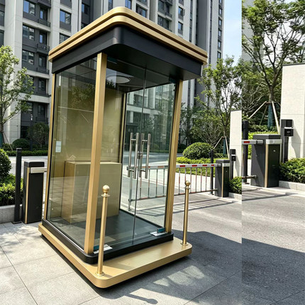 户外站岗亭物业保安站岗台钢化玻璃站台售楼部保安亭治安门卫岗亭