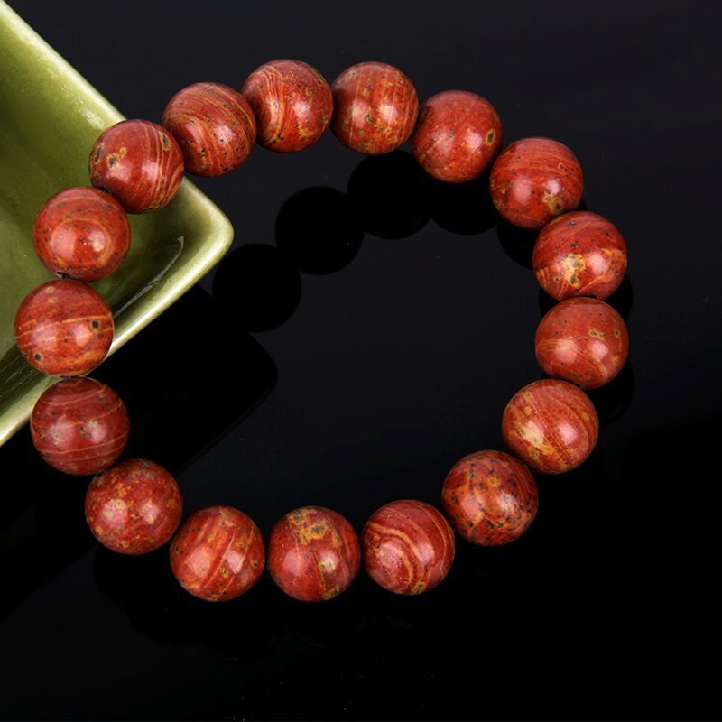 正宗泗滨砭石手链天然泗水红砭石圆珠手串调理手腕舒筋通络男女款
