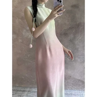 气质独特春季国风超好看连衣裙高级感帝政风子女新中式漂亮渐变色