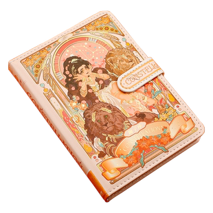 十二星座笔记本文艺复古手账本烫金高颜值本子学生用加厚精装本女摘抄本创意精致磁扣本日记本记事本全彩内页