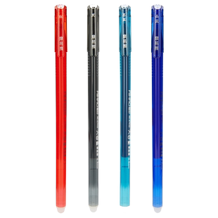 爱好可擦笔晶蓝色简约小学生用0.5大容量热可魔摩磨力易擦笔蓝黑色中性笔矫姿三角杆男女生可察墨蓝笔47932