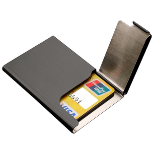 名片夹商务男女士便携式随身名片盒女超薄创意卡片盒金属半开式收纳盒精致高档礼品大容量展会用品可定制LOGO