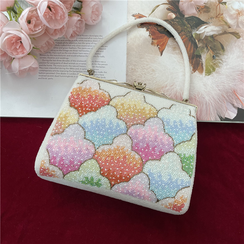 日本制小清新手工串珠包中古包旗袍包晚宴包手拎包