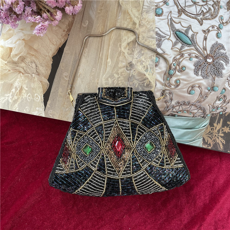 Vintage日本制手工串珠包晚宴包古董包手拎包中古包