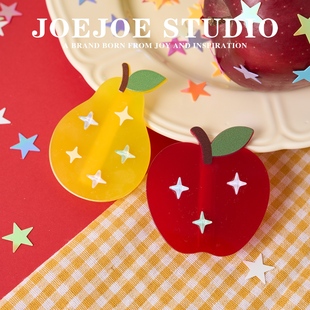 JoeJoe原创闪闪苹果梨子发饰组合可爱刘海侧边夹发夹少女风多巴胺