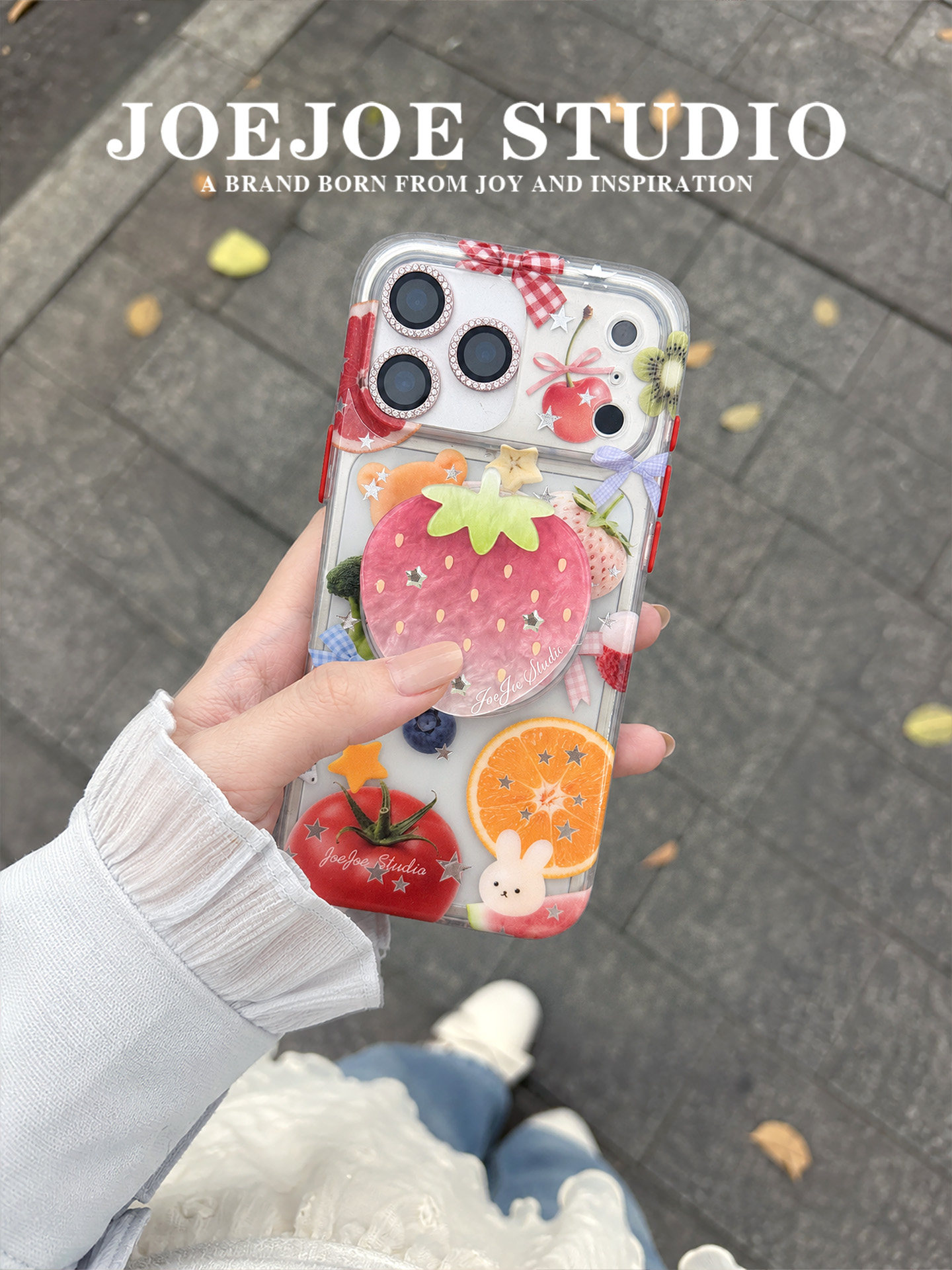 JOEJOE原创水果篮子Magsafe磁吸手机壳适用苹果iPhone17ProMax/16Pro/15磁吸支架保护套草莓保护壳西兰花亮面