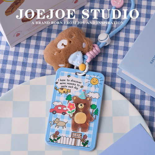 JoeJoe阳光小熊地铁卡套公交车证件挂绳门禁饭卡可爱学生校卡