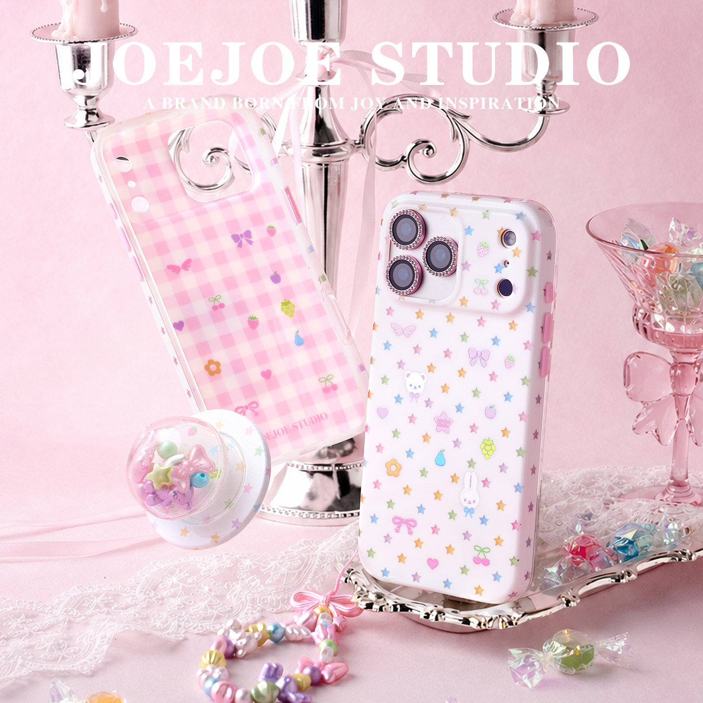 JOEJOE原创彩虹星星适用Apple17Pro苹果iphone17proMax亮面手机壳16Pro新款15磁吸支架保护壳14手机套波点
