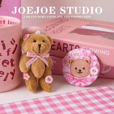 JoeJoe原创纽扣熊发饰组合可爱刘海侧边夹发夹少女风甜品多巴胺