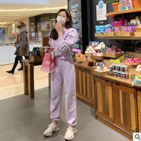 韩国2024春秋新款显瘦卫衣长裤两件套时尚休闲运动服套装女韩版潮