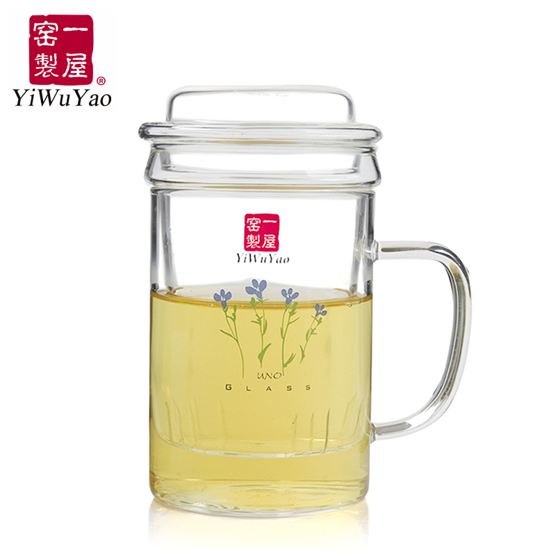 一屋窯玻璃 FH-231S3茶水分離泡茶杯透明花茶加厚過濾水杯三件式