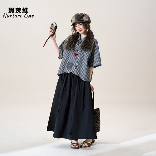 暗黑风立体花朵半身裙a字长裙