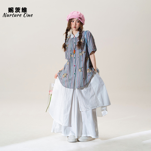 妮茨维【松弛有度】不规则屁帘拼接裤裙女不费力穿搭镂空阔腿裤子