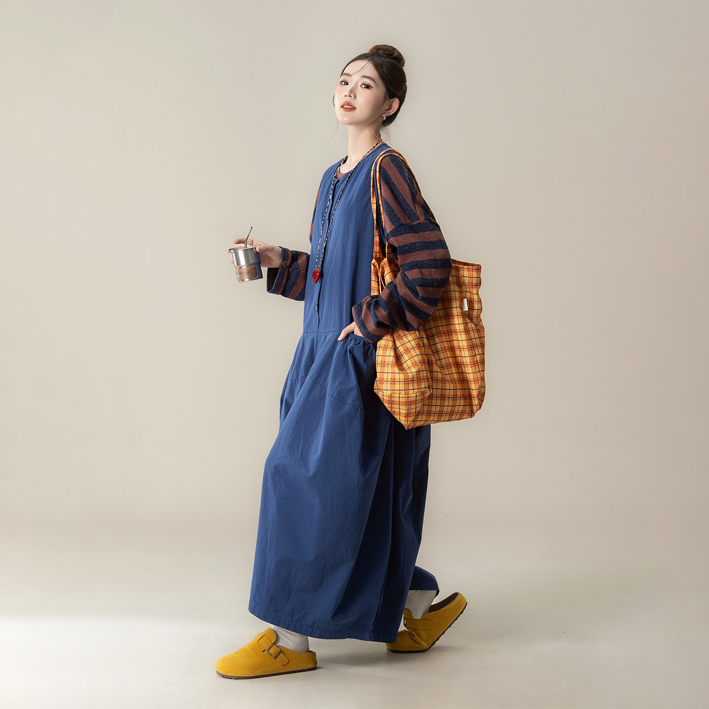 深蓝色韩版宽松慵懒风阔腿工装连体裤女春季新款日系复古背带裤子,女装/女士精品,背带裤,淘宝优惠券,粉丝福利购,淘宝优惠卷