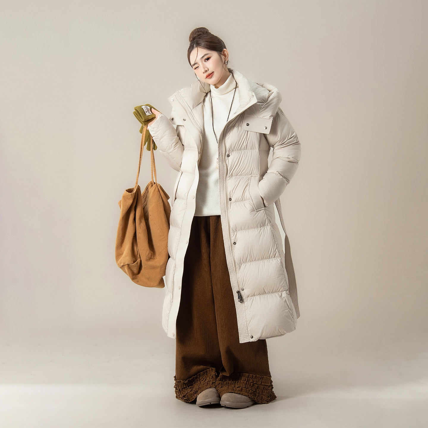 白色90白鸭绒收腰显瘦中长过膝羽绒服女冬季新款连帽加厚保暖外套,女装/女士精品,羽绒服,淘宝优惠券,粉丝福利购,淘宝优惠卷