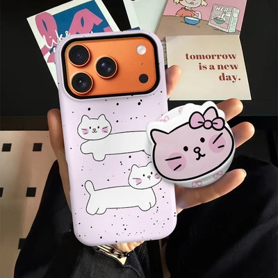 腮红线条小猫磁吸磨砂软适用iPhone17ProMax手机壳16苹果华为mate80pura90+红米oppofindx9SPROULTRA小米vivo