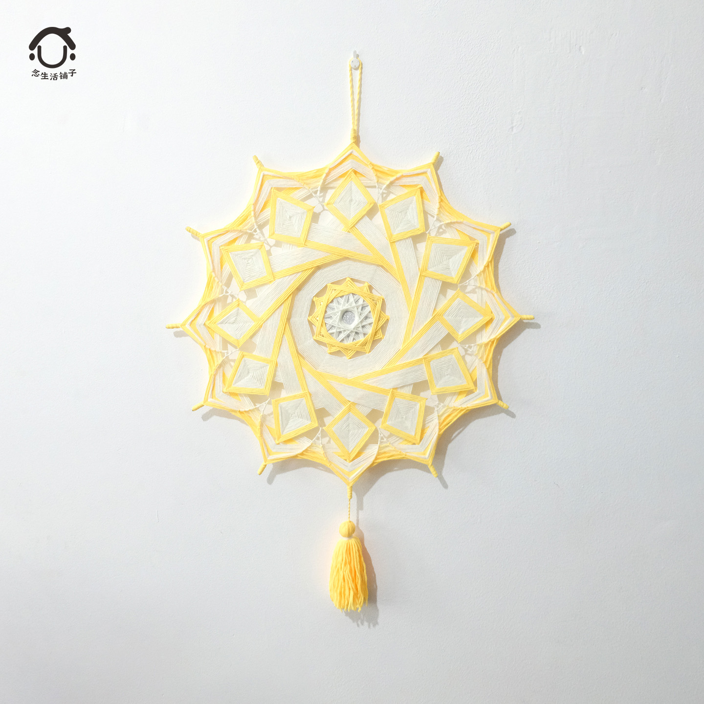 柠黄绕线曼达拉手工编织成品