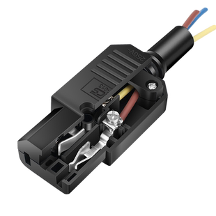 三芯电源线品字插头10A250V螺丝接线柱 公母对接三竖口尾插充电