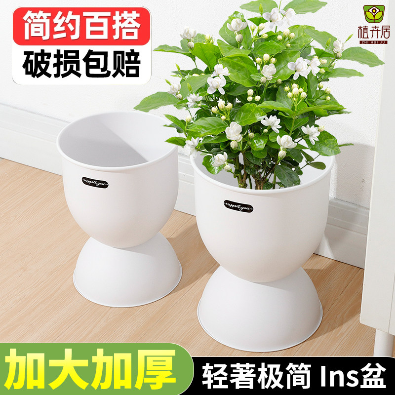 植卉居新款现代简约轻奢塑料花盆加厚客厅家居高颜值创意栀子花盆,鲜花速递/花卉仿真/绿植园艺,花盆,淘宝优惠券,粉丝福利购,淘宝优惠卷