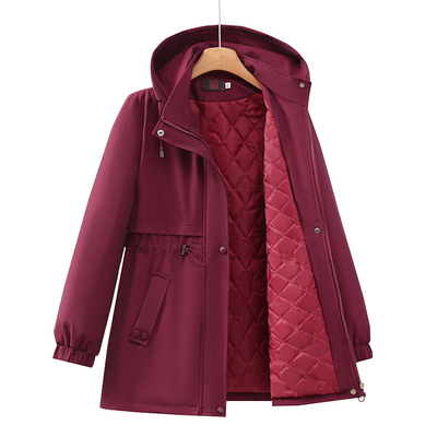 妈妈冬装夹棉风衣外套中长款派克服中年冬季新款棉衣中老年女棉袄