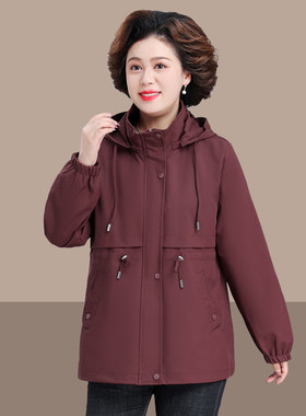 中年妈妈春秋装外套新款阔太太时尚洋气中长款风衣中老年女春秋衣