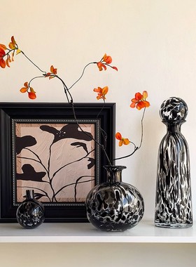 轻奢中古风水晶玻璃花瓶摆件