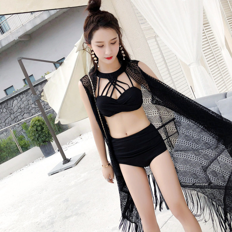 新款女士游泳衣韩版网纱分体三件比基尼