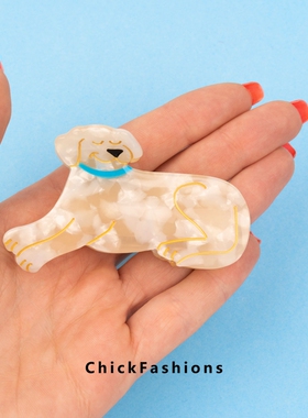 进口现货法国coucou suzette醋酸发夹小狗狗拉布拉多抓夹丸子头