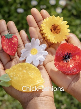 多款法国coucou suzette醋酸丸子头刘海发卡郁金香雏菊红罂粟