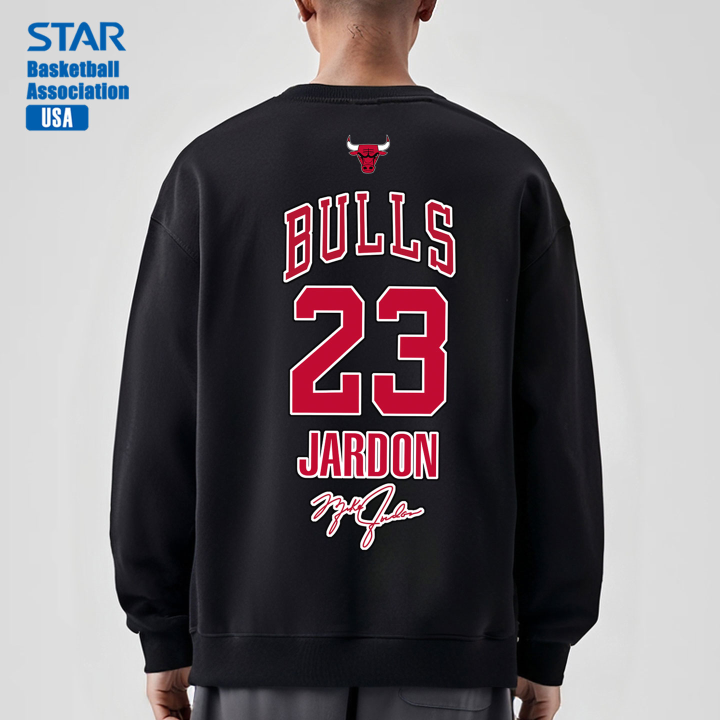 公牛队23号美式圆领卫衣