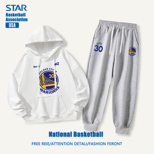 青少年篮球运动套装长袖衣服勇士库里帽子卫衣男美式卫裤长裤秋季