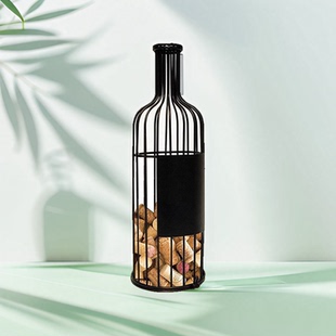 创意桌面摆饰欧式 饰品 纯手工金属铁艺摆件红酒瓶木塞收藏架酒塞装