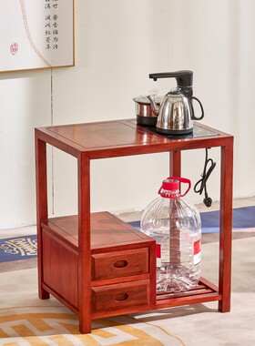 中式茶桌边柜家用小茶台烧水壶一体茶几客厅沙发边几实木小型茶桌