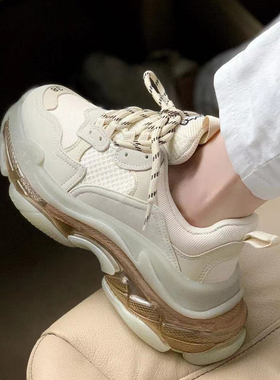 网红爆款2025新款白色厚底老爹鞋男高级厚底增高ins潮流女休闲鞋