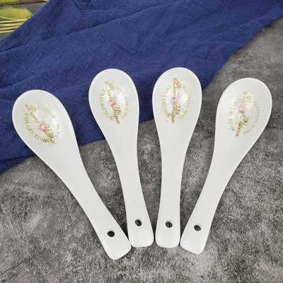 出口韩国moder *ouse骨质瓷餐具勺陶瓷小调羹花卉饭勺