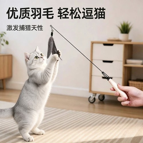 CFA赛级逗猫棒长杆羽毛玩具幼猫小猫咪自嗨神器宠物互动解闷玩